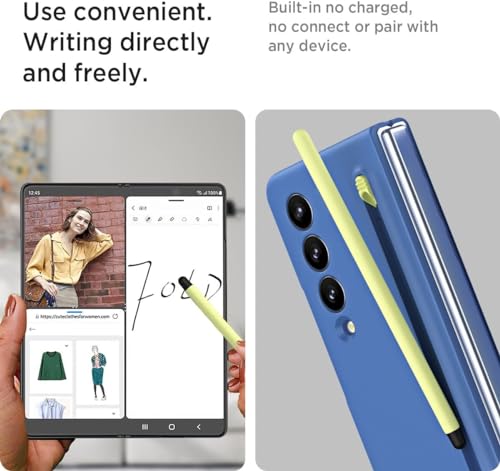 Image of TechTrendz Case for Samsung Galaxy Z Fold6, Ultra Premium Hybrid Cover for Samsung Galaxy Z Fold 6 Back Case with (Screen Protector) Built in Compact S Pen Holder and Storage Slot (Blue)