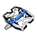 Mzyrh Mountain Bike Pedals, Ultra Strong Colorful CNC Machined 9/16" Cycling Sealed 3 Bearing Pedals (Silvery Blue Black)