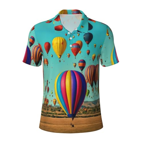 Polo respirant pour le golf et le travail à motif montgolfière