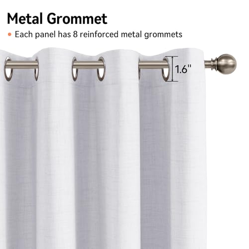Image of 100% Blackout Shield Linen Textured Total Blackout Curtains for Bedroom 84 Inches Long, Bright White Grommet Curtains for Living Room, Thermal Insulated Room Darkening Drapes, 50 inch W x 84 inch L, 2 Panels