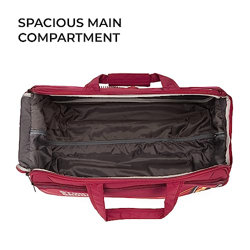 Image of Stony Brook by Nasher Miles Sunset Polyester Medium Size 62 cm Maroon Wheel Duffel Bag for Travel | Duffle Bag with Trolley