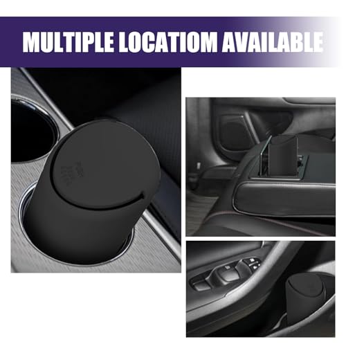 Image of 1 Pack Car Trash Can Replacement, Automatic Rebound Design, 2.5In x 6.2In Cylindrical Soft Silicone Automotive Storage Accessories, Universal Waterproof Vehicle Trash Bucket (Black)