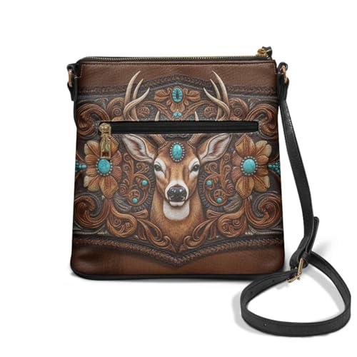 Image of Leather Women Crossbody Hobo Bag Satchel Purse Handbag with Adjustable Shoulder Strap and Zipper Pockets