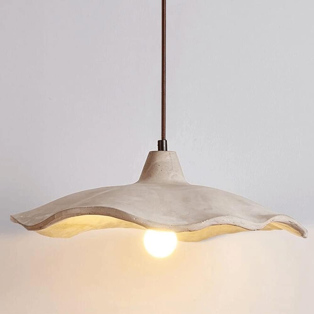 LYMSXAZOU Concrete Pendant Light Lotus Leaf Shape Ceiling Hanging Lamp Creative Cement Chandelier Kitchen Island Lighting for Dining Room Bedroom Cafe