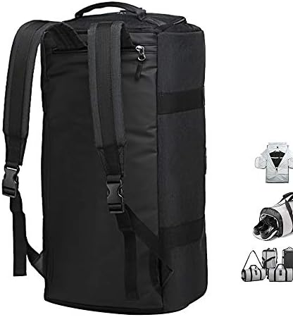 Ozuko Gym Bag Backpack, 4 In 1 Carry-On Garment Bag Large Duffel Bag Suit Travel Bag Weekend Bag Flight Bag Overnight Bag With Shoes Compartment… (Black)