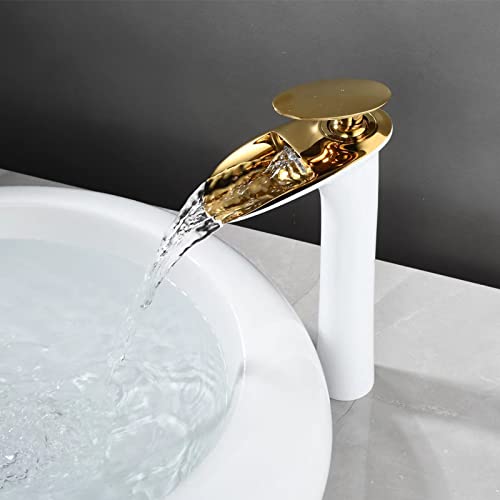 Robinet lavabo cascade col de cygne mitigeur eau chaude et froide mono-trou chromé - 6