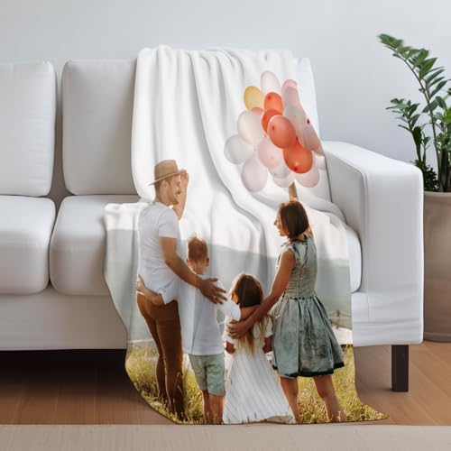 PICANOVA Decke mit Foto - Personalisierte Fotodecke 100x70cm – Gestalte mit deinem eigenen Bild & Text – Kuscheldecke Personalisiert – Fleecedecke mit Foto