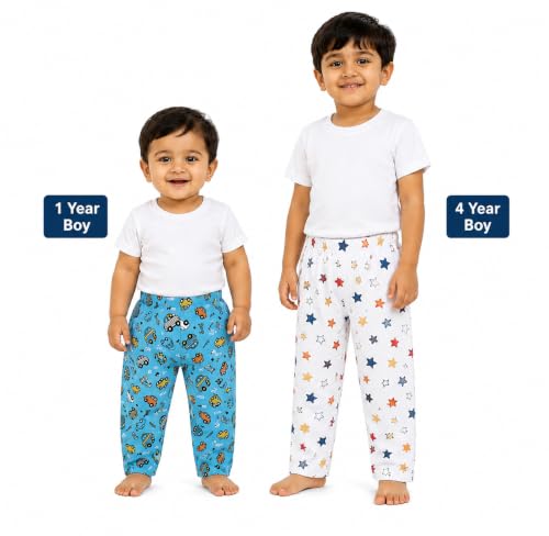 Image of NammaBaby Cotton Pajama Pants with All Over Print for Boys and Girls (Multicolor Designs)(Regular Fit)(Pack of 5)