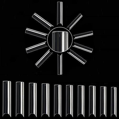 500PCS Extra Long C Curve Nail Tips Half Cover Extra Long Straight Square Tips for Acrylic Nails with Box