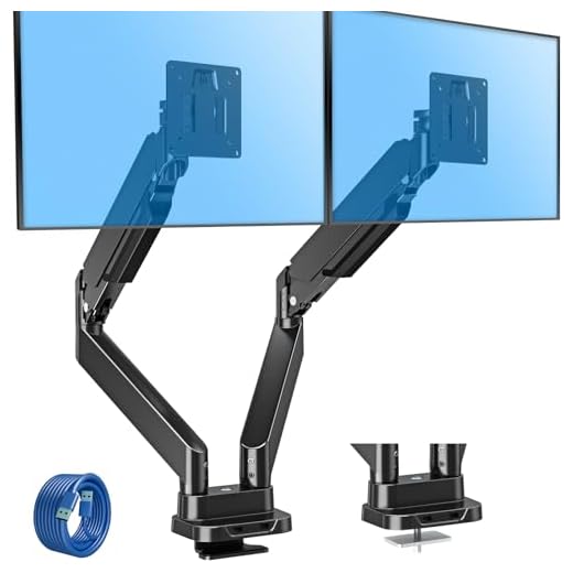 MOUNTUP Dual Monitor Mount Fits 13’’-39’’ Screen, Ultrawide Dual Monitor Desk Mount, Adjustable Gas Spring Double Monitor Arms, VESA Bracket with Clamp/Grommet Mounting Base, Computer Monitor Stand