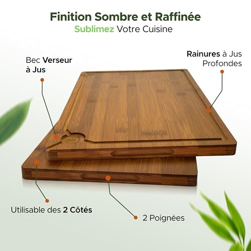 Planche à découper bambou XXL 45x30, rainure jus Naturlik – Image 4