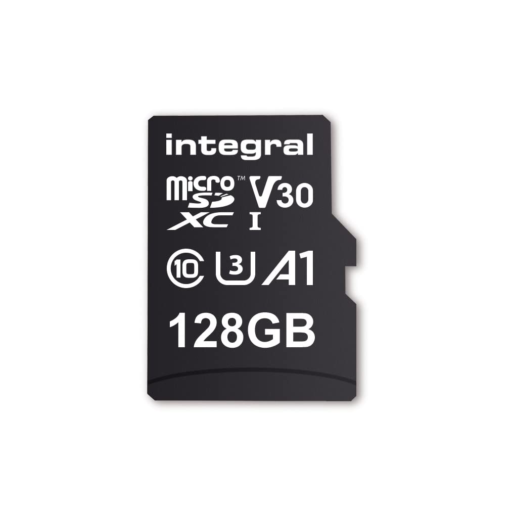 Carte Mémoire 128 Go microSDxC Premium Haute Vitesse jusqu'à 100 Mo/​s en Lecture, 45 Mo/​s en Ecriture, V30 UHS-​I U3 + Adaptateur SD, by Integral Memory, by Integral Memory, INMSDX128G-​100V30