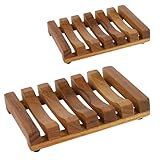 2-teiliger Seifenhalter aus Teakholz mit Schlitzen von HTB, Holz-Spülschwammhalter für Küche,...