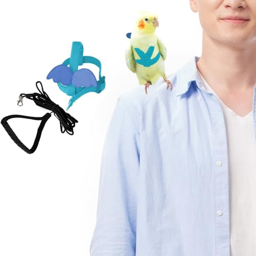 Image of Adjustable Bird Leashes and Harnesses, Bird Nylon Harness with Cute Wing for Parrots, Pet Bird Accessories, Bird Leash for Hang Out, Suitable for Cockatiel, Quaker, Amazon Parrot and Same Size Birds