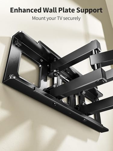 Image of AM alphamount Full Motion TV Wall Mount for Most 37-75 Inch TVs up to 100 lbs, Swivel TV Mount with Dual Articulating Arms, Wall Mount TV Bracket Max VESA 600x400mm, Fits 16″ Wood Studs, APLF6