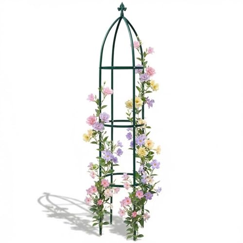 LeJoy Garden 100% Metal Obelisk Garden Trellis 6.3 Feet Tall Green