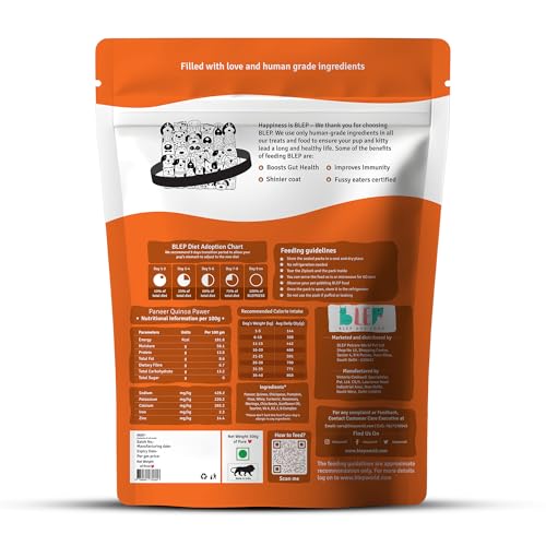Image of BLEP Fresh Dog Food (Wet) Human Grade, Grain Free|Paneer, Quinoa & Mixed Veggies|Omega 3, 6, Vitamin A, D, E, B|Zero Preservatives & Sugar|Easily Digestible|for All Dog Breeds|6.3kg (21 Pack of 300g)