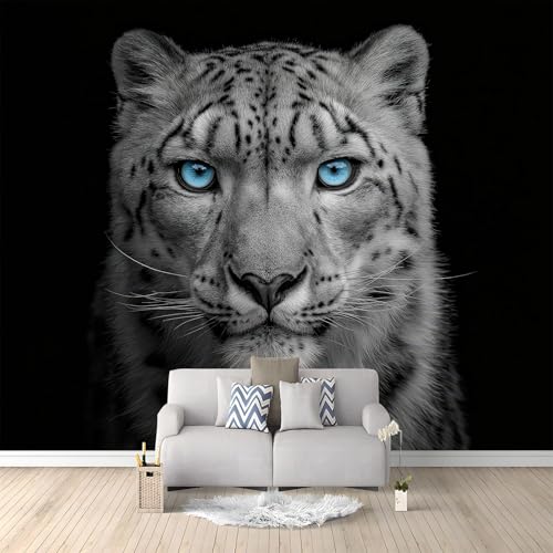 Papel Pintado Tejido No Tejido 150 x 105 cm (An x Al), Negro Fotomurales - Elegante Minimalismo Animales Leopardo Decoración de Pared con Murales Decorativos