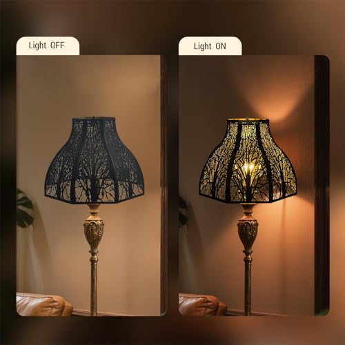 SWAIFDEE 8-Petal Lotus Etched Forest Metal Lamp Shades Vintage Tree Shadows - image 5