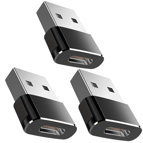 3X USB 3.1 Typ-C Buchse Stecker Adapter passend f&uuml;r Samsung Galaxy S25 S24 Ultra 5G A17 A07 A56 A36 A26 A16 A06 A55 A35 A15 A05 A54 A34 A14 A53 USBC USBA Converter Type C Netzteil Ladeger&auml;t Schwarz