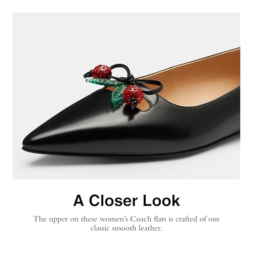 Coach Women's Runway Flat with Cherries Ballet, Black/Red, 7.54