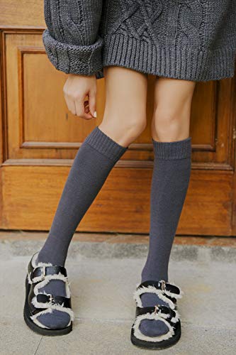 Girl's Autumn Winter Cable Knee High Leggings Long Boot Socks Pack Black White4