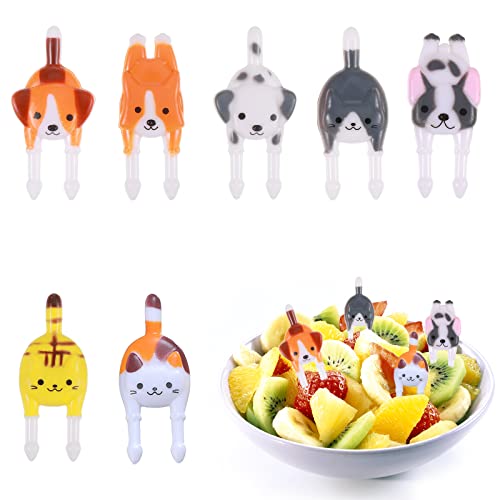 Hi.fancy 7Pcs Animal Dog Cat Food Mini Forks Lunch Box, Animal Bento Deco Kids Toothpicks, Reusable Kids Toothpicks Bento Box Accessories #TOP1
