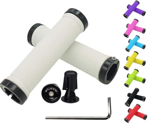 Handle Bar Grips Colorful Rubber Mushroom Grips For Bmx/mtb Bikes (2 Pairs) (white+end Caps)