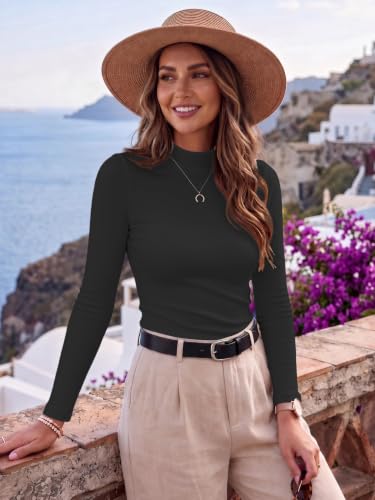 Ekouaer Women Mock Turtleneck Tops Long Sleeve Shirts Thermal Base Layer - image 3