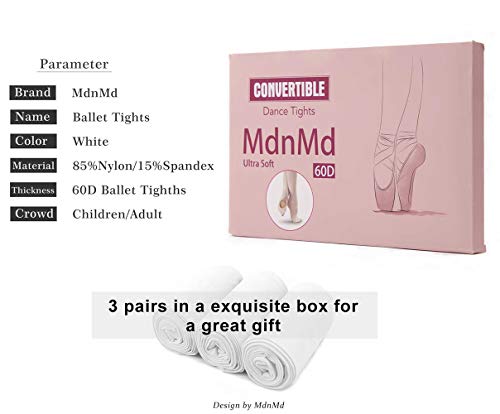 Image of MdnMd Girls' Women's Ballet Tights Ultra Soft Convertible Dance Leggings Transition Tights for Toddler Kids Adult