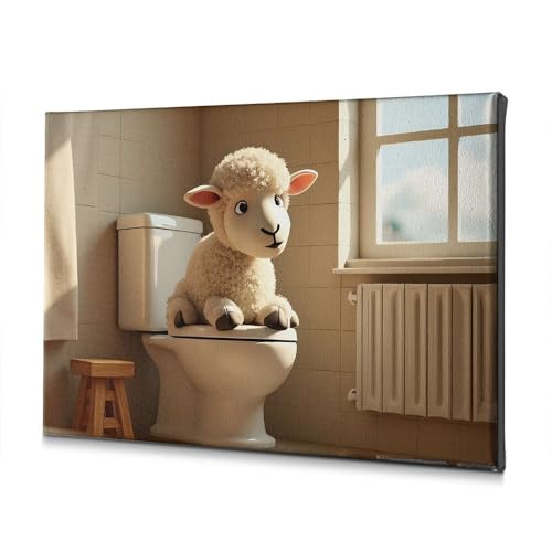Tableau decoratif sur toile mouton salle de bain 40 x 60 cm