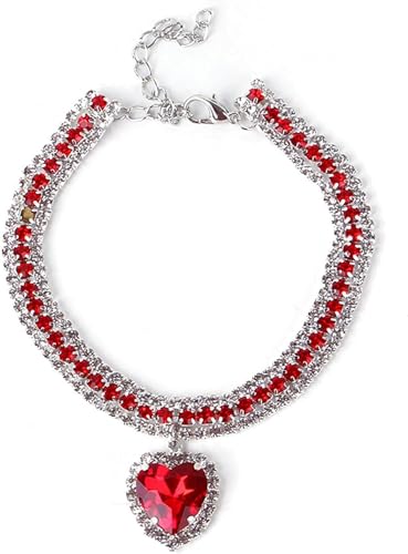 SERTYT ダイヤモンドの猫の首輪 | ハート型ペットネックレス - 子猫、室内猫、小型猫用の猫用アクセサリー、誕生日、バレンタインデー、ペットの結婚式、ペットをテーマにしたパーティーに Bami