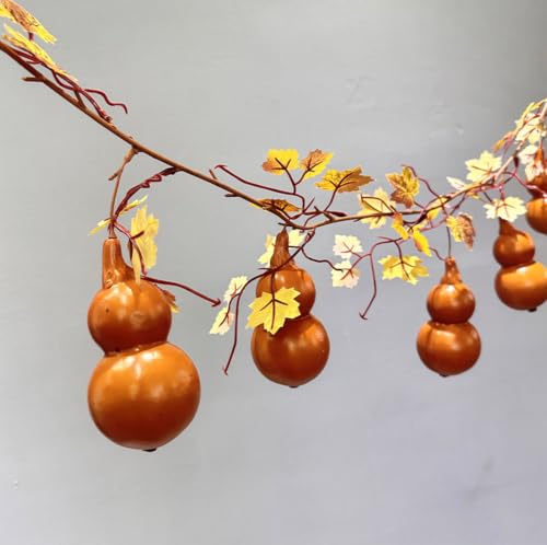 Harvest Fall Garland With 7 Cute Gourds, Thanksgiving Fake Vines With Gourd | Maple Leaves Hanging Thanksgiving Decorations Fall Decor Autumn Garland For Mantel Staircase Front Door, Farmhouse Home Decor - image 4