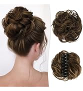 RUWISS Claw Clip Messy Bun Hair Piece Real Human Hair Buns Curly Chignon Hair Bun Extensions Wavy...