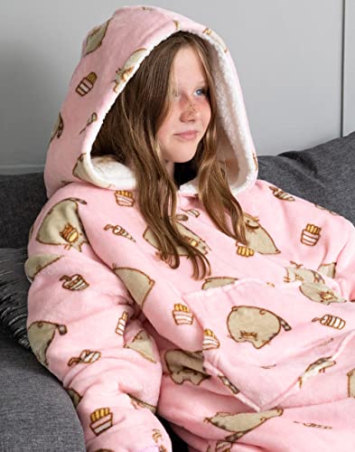 Pusheen Oversized Blanket Hoodie Kids Girls Pink Wearable Fleece #TOP3