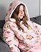 Pusheen Oversized Blanket Hoodie Kids | Girls Tabby Cat Snacks Fluffy Sherpa Fleece Pullover Vuddie | One Size Sweatshirt With Big Pocket Pink