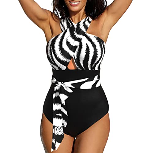 Genérico Trajes de Baño Mujer Push Up con Relleno Bañadores Traje de Baño Sexy para Mujer Bikini con Correa para El Cuello Colgante Grande Bañador Reductor Barriga Viquinis 2026 (E,M)