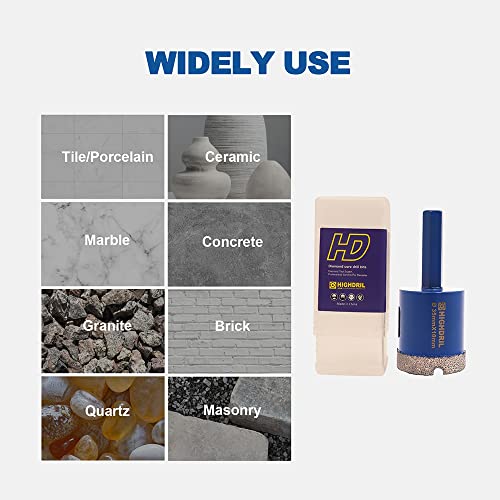 HIGHDRIL Diamond Tile Drill Bit - 35mm Diamond Hole Saw for Porcelain Ceramic Granite Marble with Hex Shank Fixed on Electric Drill - Image 3