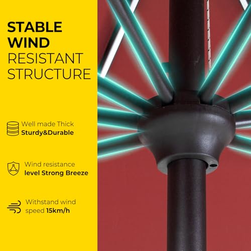 Image of Tempera Patio Market Outdoor Table Umbrella with Auto Tilt and Crank, Large Sun Umbrella with Sturdy Pole & Fade Resistant Canopy, Easy to Set