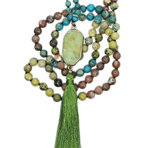 Collar con colgante de piedra natural australiana verde limón para mujer, 108 cuentas, collar de cuentas Mala, envío directo para hombres
