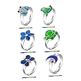 Veemoon 6 Piezas Anillo Termocrómico Para Dedo Que Cambia De Color Obsequio De Joyería Para Dedo De Dibujos Animados