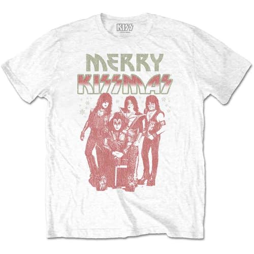 T-shirt Kiss Merry Kissmas blanc taille M le cadeau de Noël pour fan