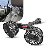 JawGrew Car Back Seat Fan, 360 Adjustable Rotation Cooling Fan, USB Seat Back High Wind Power Fan with Wiring Harness, Universal for Most Cars (Black)