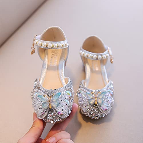 Princess Glitter Bowknot Flats for Little Big Girls Pearl Sequins Closed-toe Sandals Shoes2