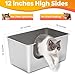 Yangbaga Extra Large Stainless Steel Litter Box, Leak Proof 12 Inches High Sides for Urine & Litter Trapping, Easy Entry for Kittens, Older Cats,Non-Stick,Non-Slip,No Sharp Edges