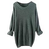 Suéter de lana de punto para mujer, suéter de manga larga, cuello redondo, liso, suelto, casual, M2-aceitunas, S