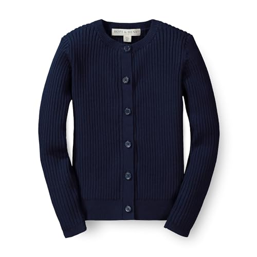 Image of Hope & Henry Girls' Long Sleeve Fancy Cardigan Sweater with Stripe Trim