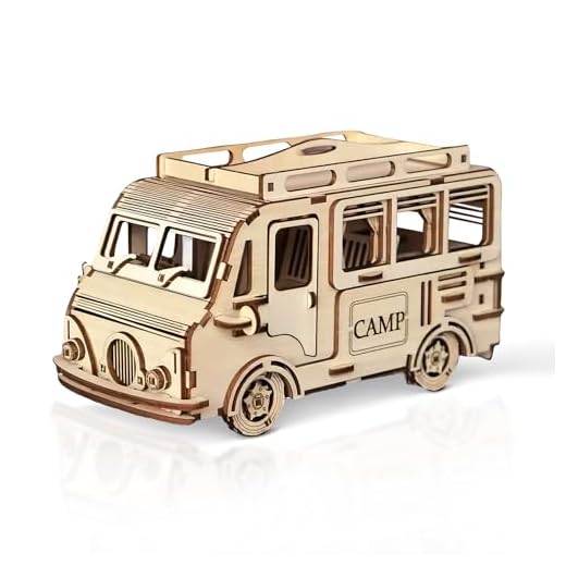 Cuteefun Maquetas de Caravana para Construir Adultos, Maquetas Mecanico de Madera para Montar, Puzzle 3D Madera Construcciones, Apto para Adultos y Adolescentes