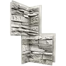GenStone Faux Stacked Stone 90 Degree Inside Corner Panel 22.5" x 12" in Arctic Smoke Color for Do It Yourself Friendly Home Improvement Projects