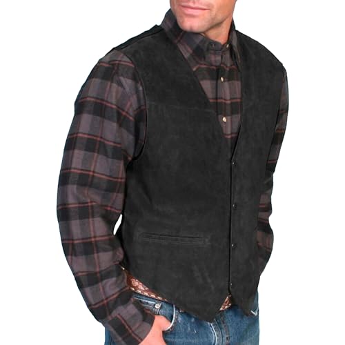 Veste occidentale retro homme le gilet en faux suede parfait a offrir pour un bal elegant